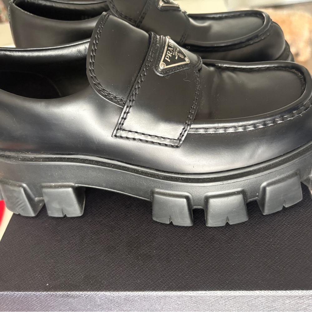 Prada Black Chunky Loafers - Picture 4 of 7